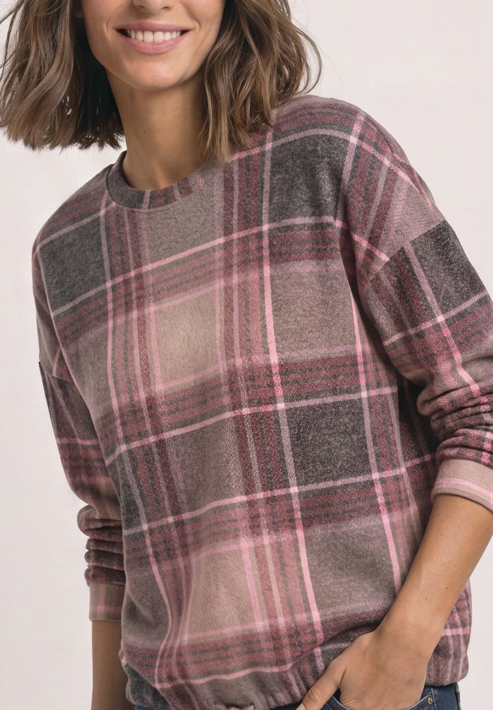 Langarm Shirt mit Rundhals und Karomuster
