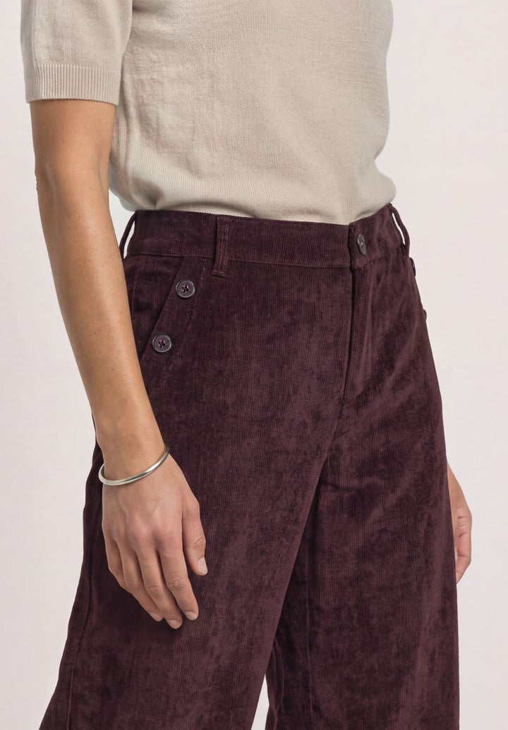 Mid Waist Straight Leg Cordhose mit Knöpfen