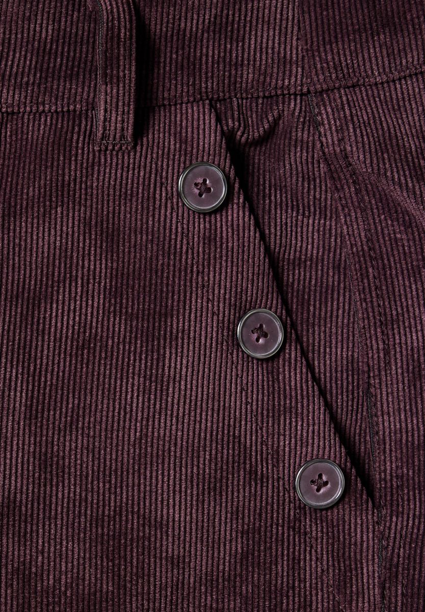 Mid Waist Straight Leg Cordhose mit Knöpfen
