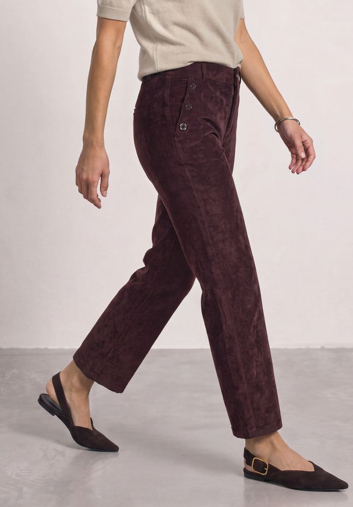 Mid Waist Straight Leg Cordhose mit Knöpfen
