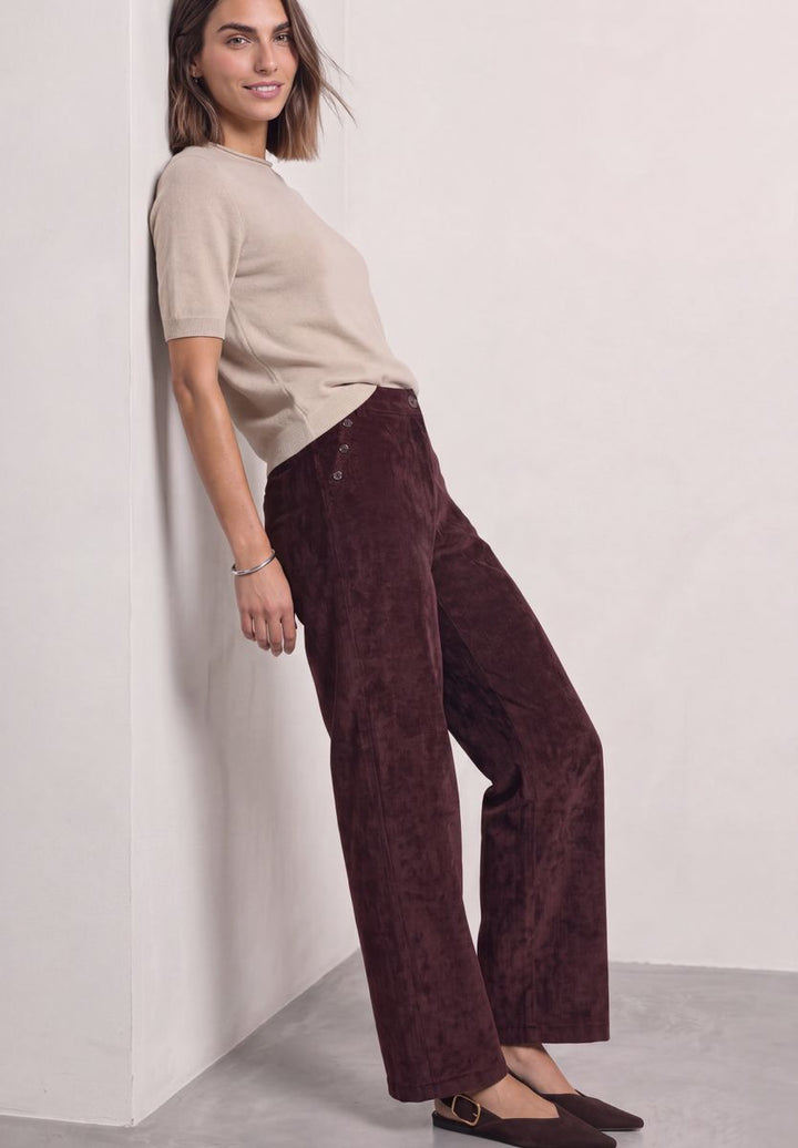 Mid Waist Straight Leg Cordhose mit Knöpfen