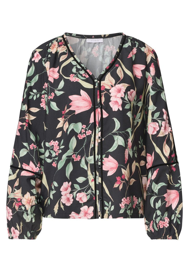 Langarm Tunika mit V-Neck und Print
