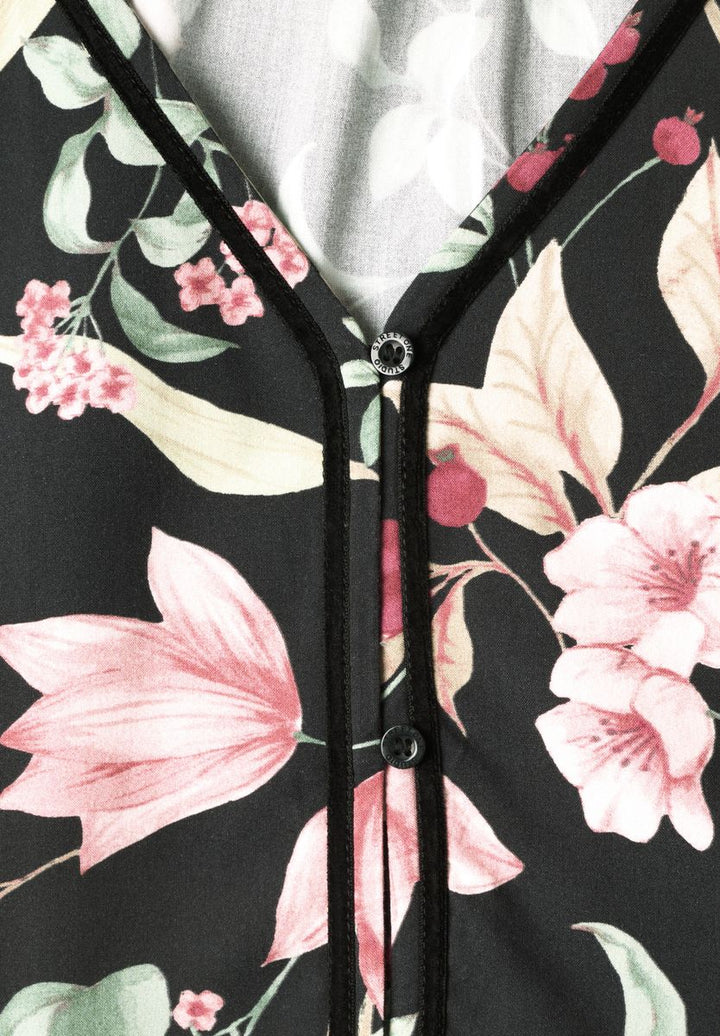Langarm Tunika mit V-Neck und Print