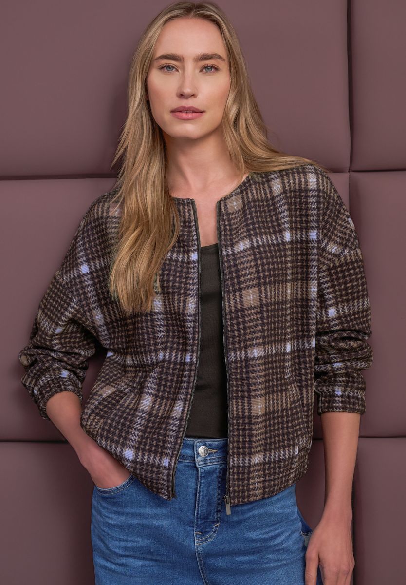 Jacke mit Rundhals und Cord-Struktur