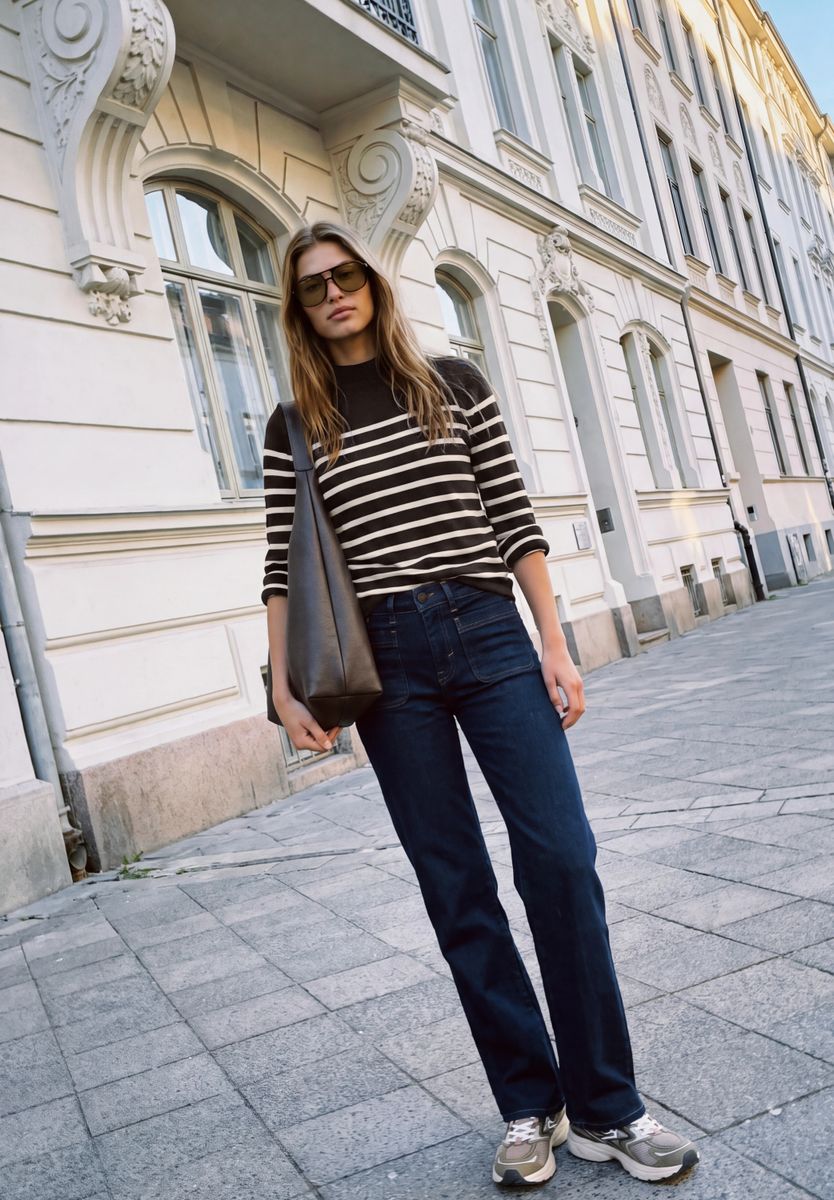 Pullover mit Turtle Neck und Streifen