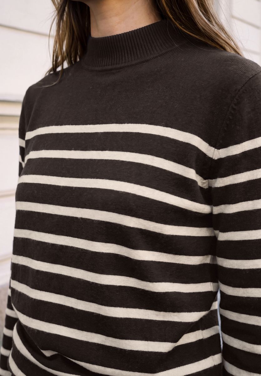 Pullover mit Turtle Neck und Streifen