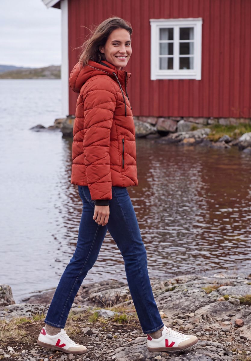 Steppjacke mit Kapuze und Zipper