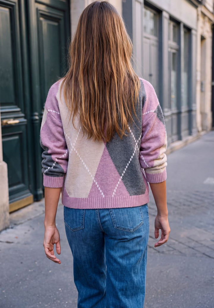 Pullover mit Rundhals und Argyle-Muster