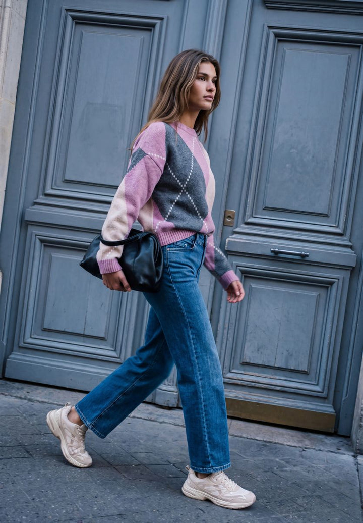 Pullover mit Rundhals und Argyle-Muster