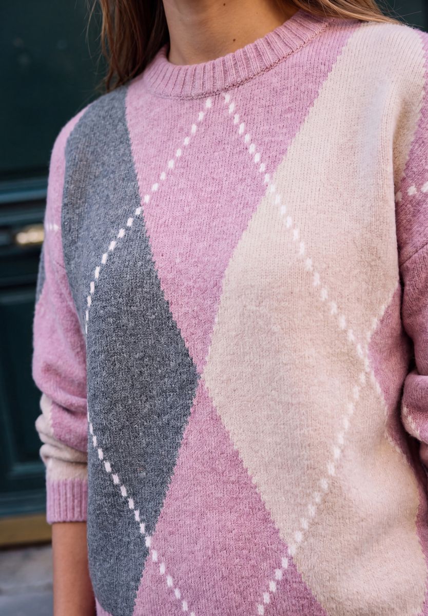 Pullover mit Rundhals und Argyle-Muster