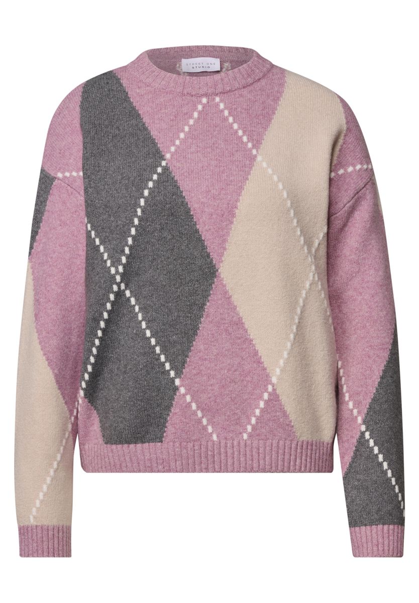 Pullover mit Rundhals und Argyle-Muster