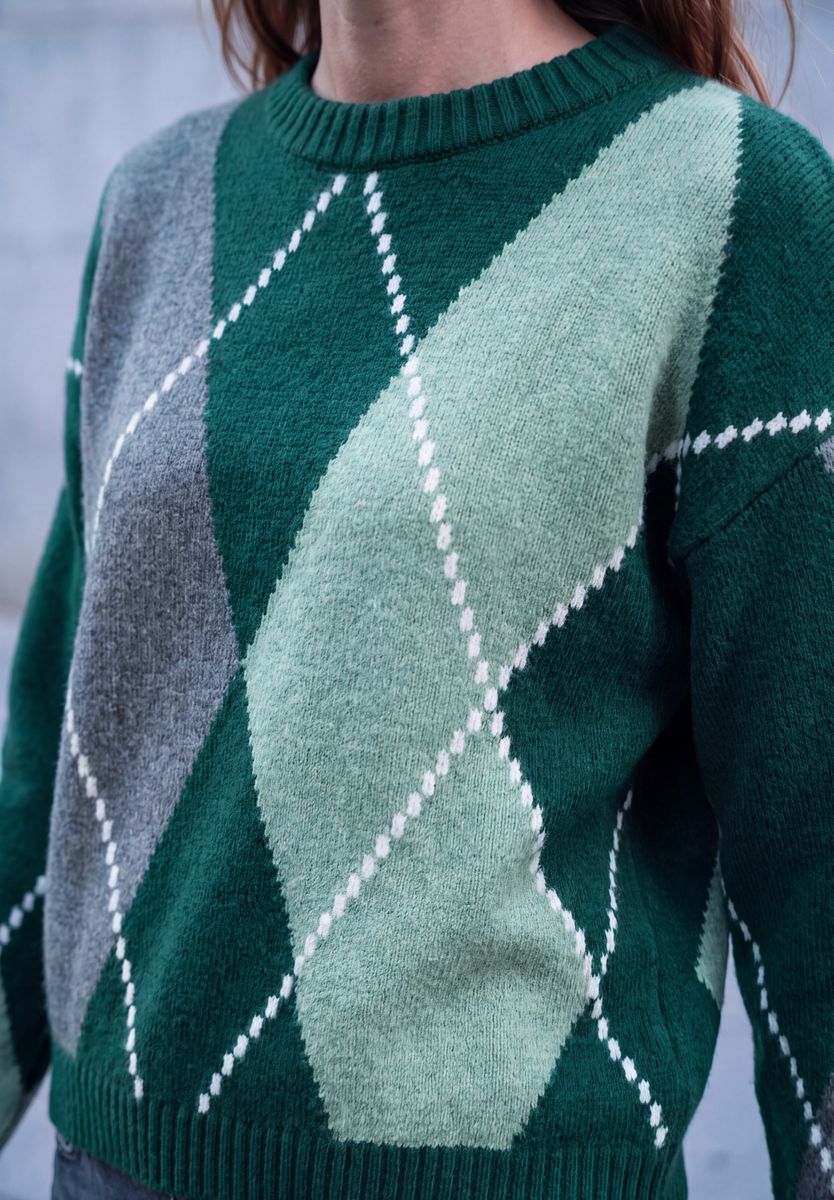 Pullover mit Rundhals und Argyle-Muster