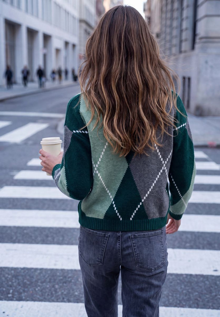 Pullover mit Rundhals und Argyle-Muster