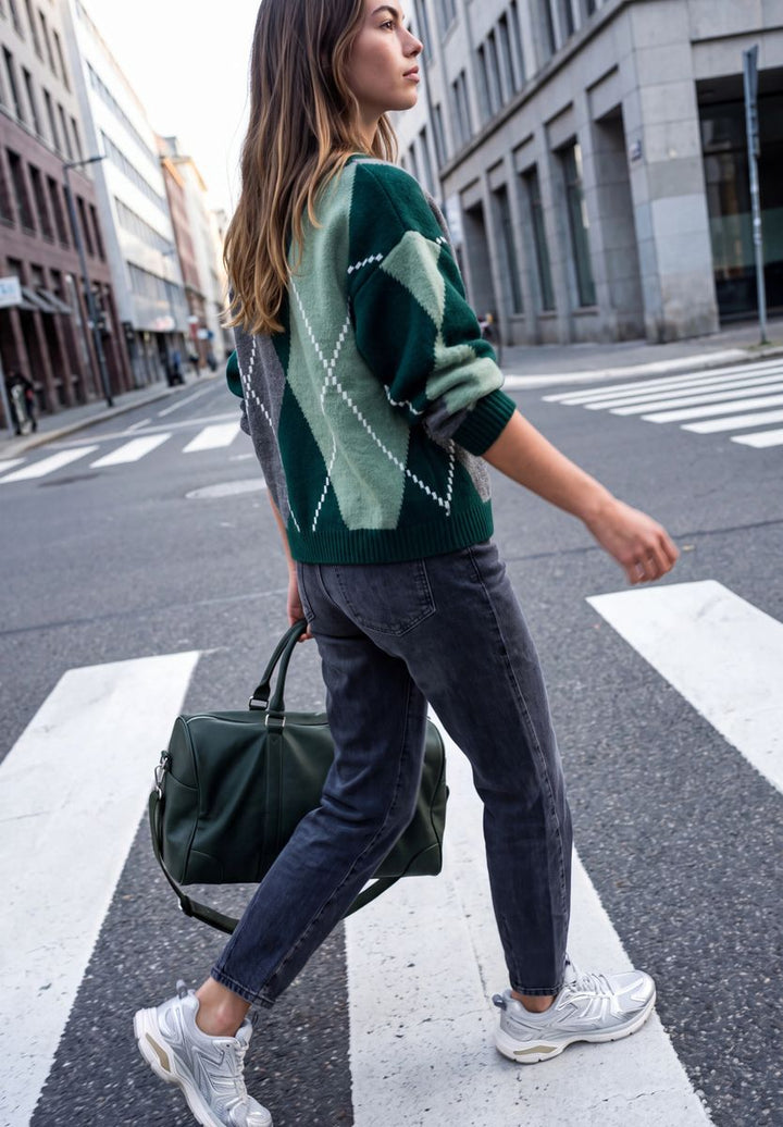 Pullover mit Rundhals und Argyle-Muster