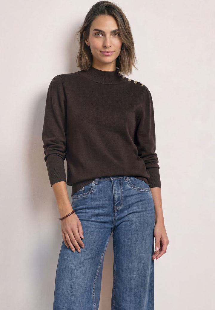Pullover mit Turtle Neck und Knopfdetail
