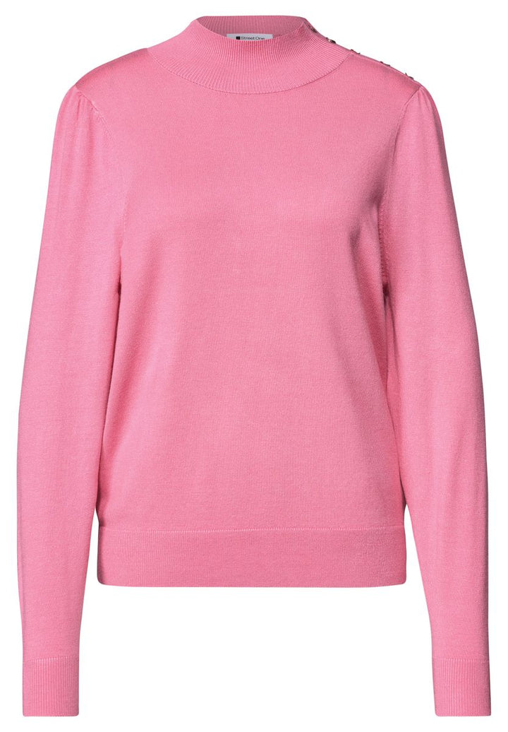 Pullover mit Turtle Neck und Knopfdetail