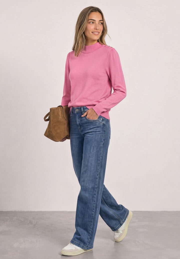 Pullover mit Turtle Neck und Knopfdetail