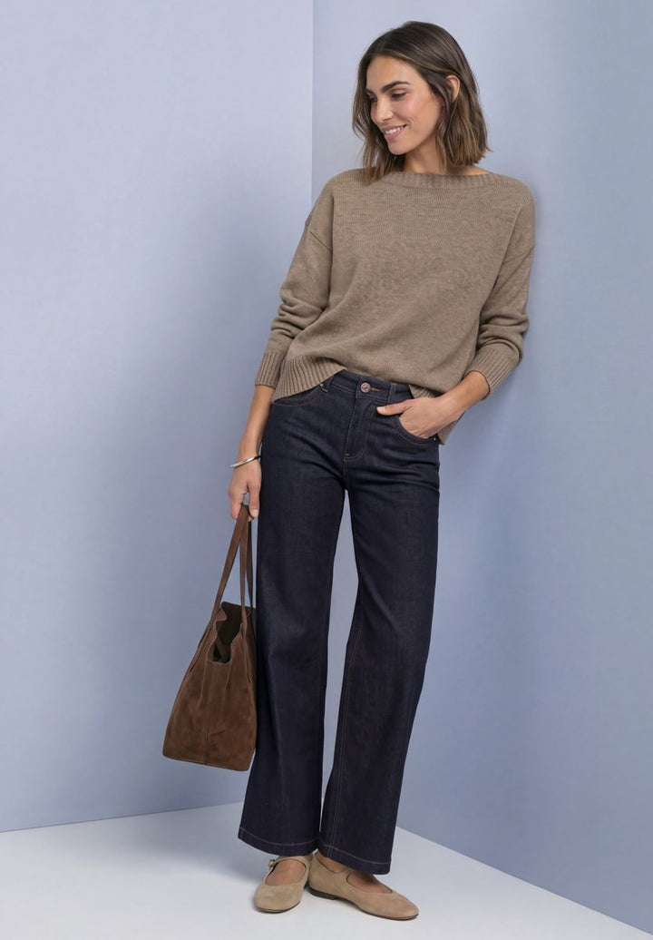 Langarm Pullover mit Boat Neck