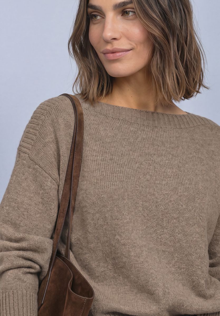 Langarm Pullover mit Boat Neck