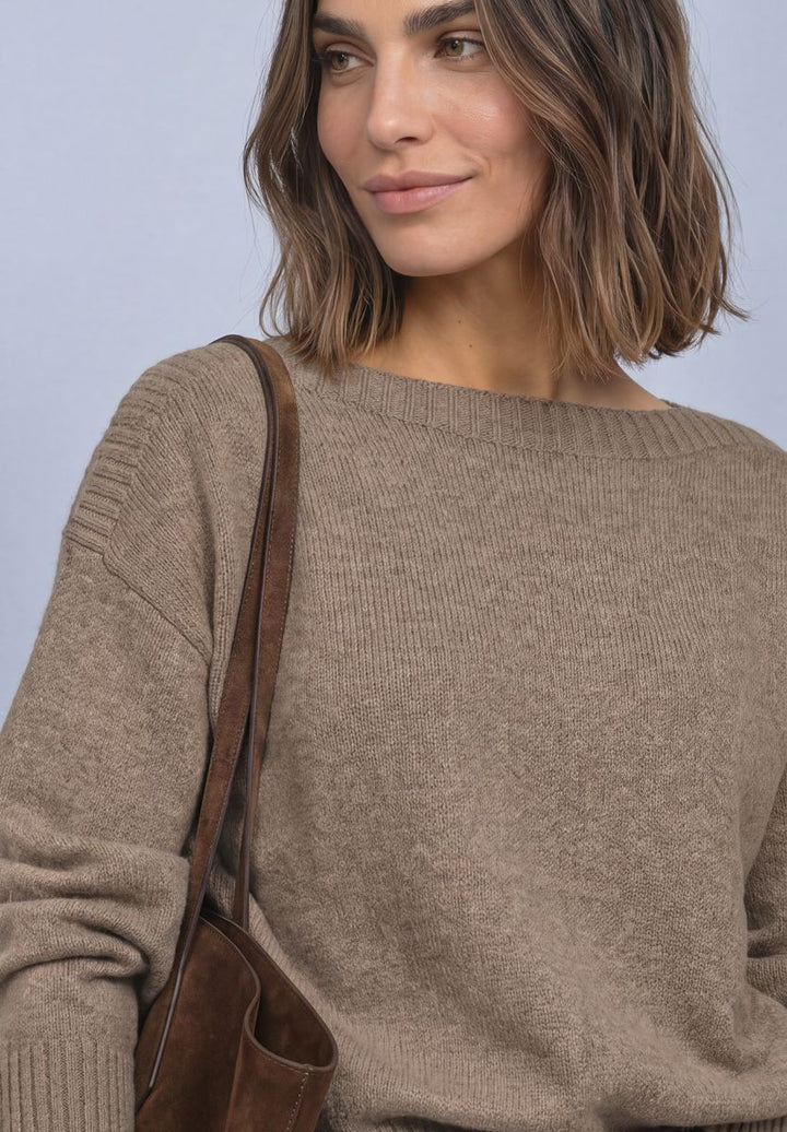 Langarm Pullover mit Boat Neck
