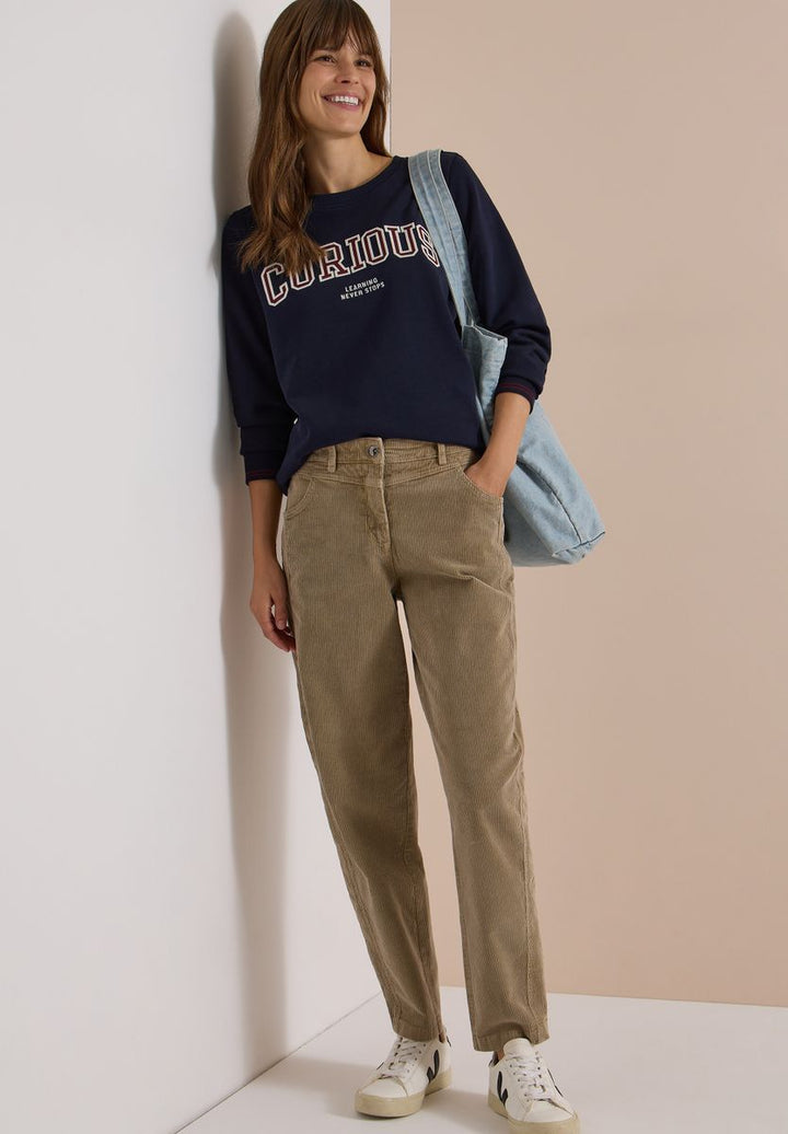 Mid Waist Barrel Leg Hose im Casual Fit