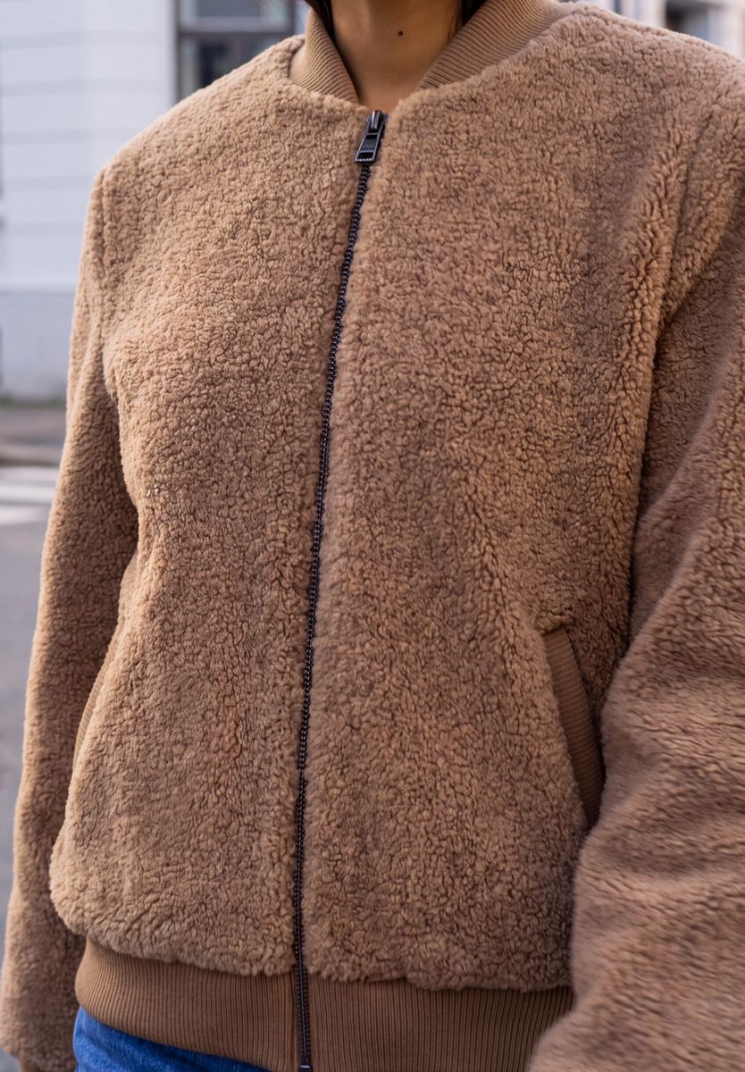 Teddyblouson mit Reißverschluss