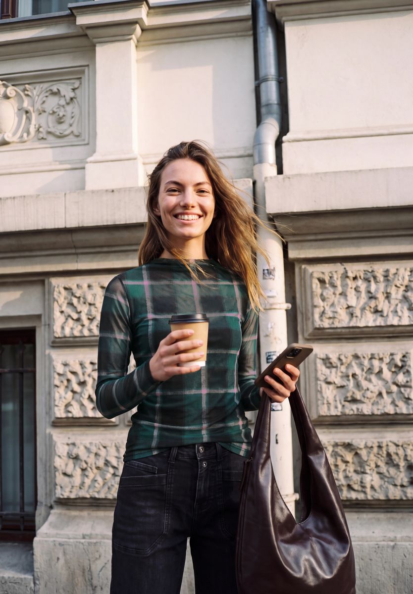 Langarm Mesh-Shirt mit Turtle Neck