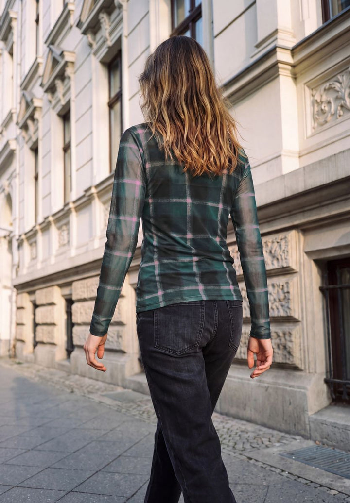 Langarm Mesh-Shirt mit Turtle Neck