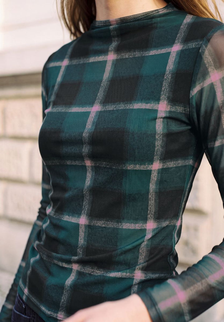 Langarm Mesh-Shirt mit Turtle Neck