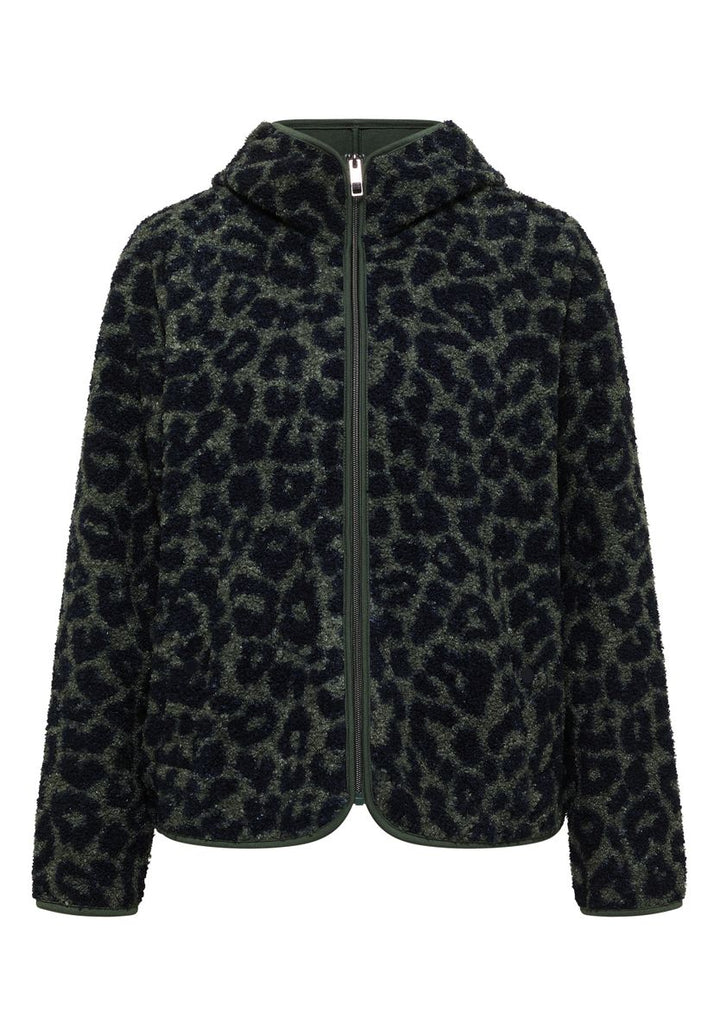 Teddy-Jacke mit Kapuze und Leo-Muster