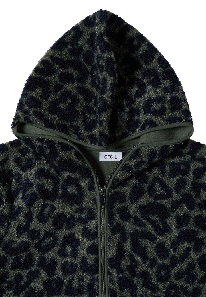 Teddy-Jacke mit Kapuze und Leo-Muster