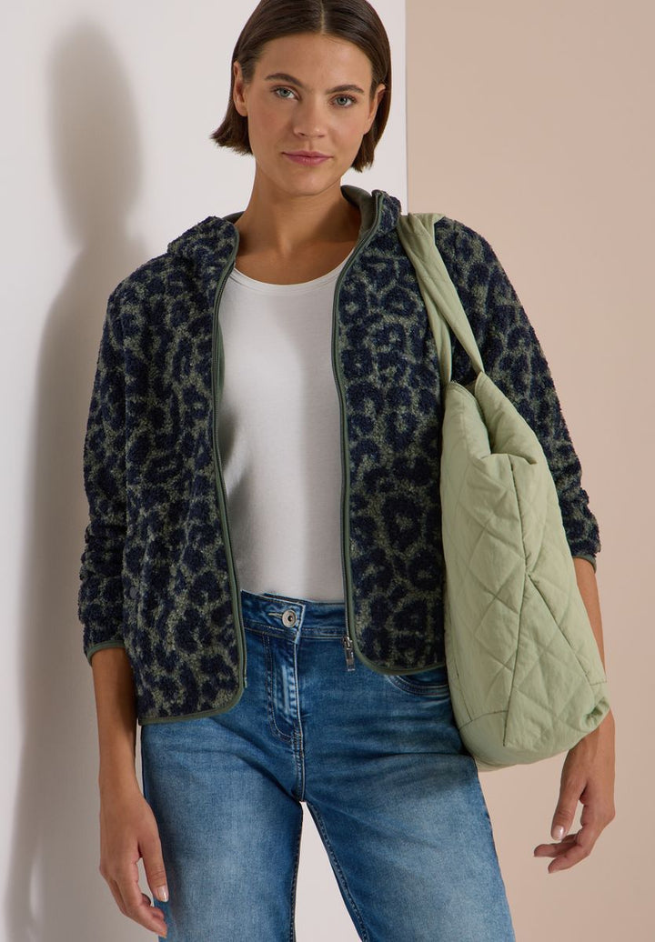 Teddy-Jacke mit Kapuze und Leo-Muster