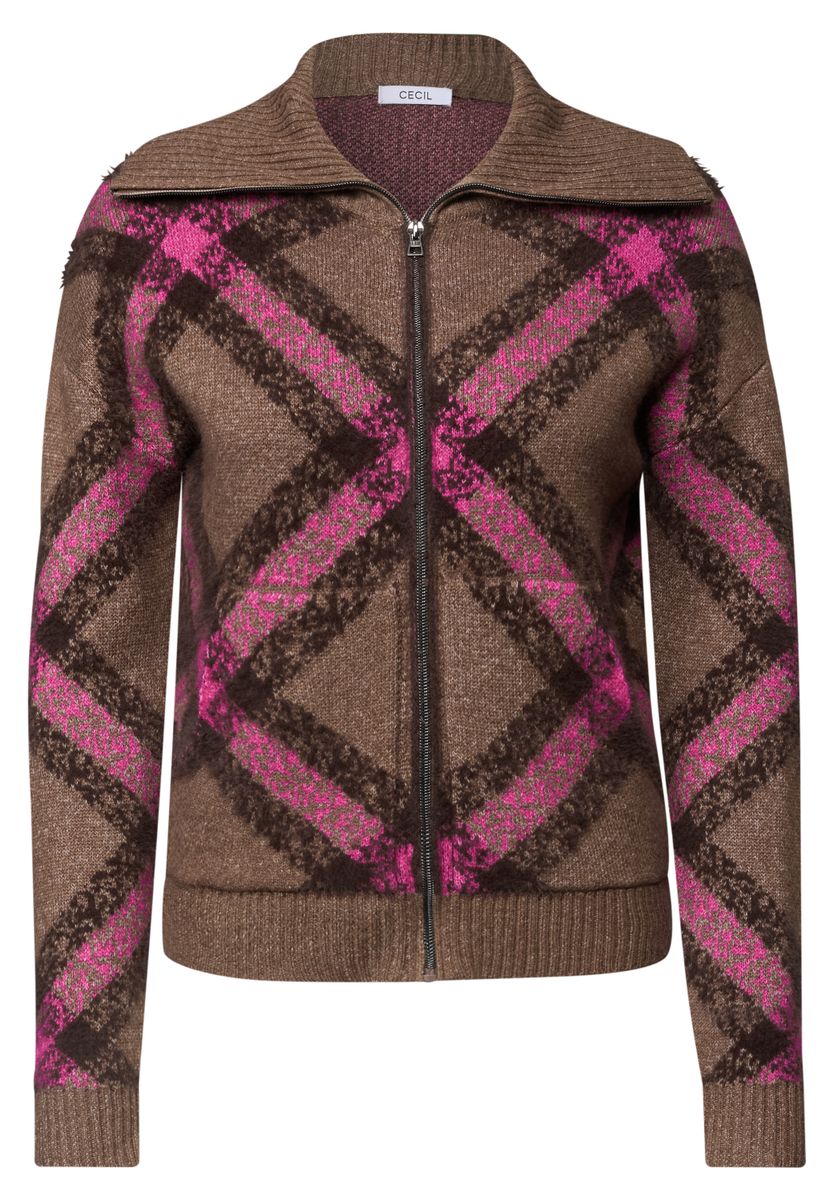 Federgarn Cardigan mit Troyerkragen
