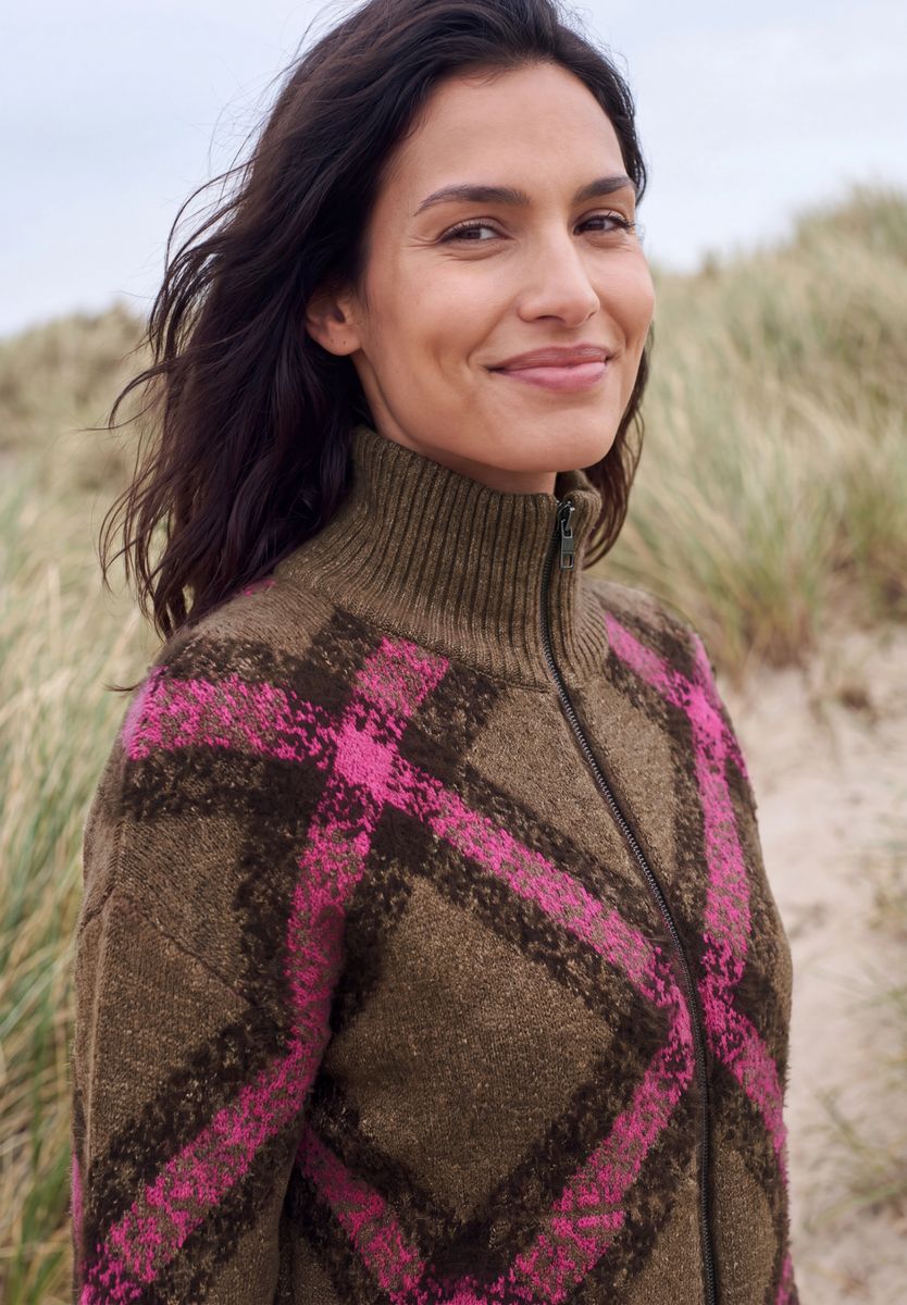 Federgarn Cardigan mit Troyerkragen