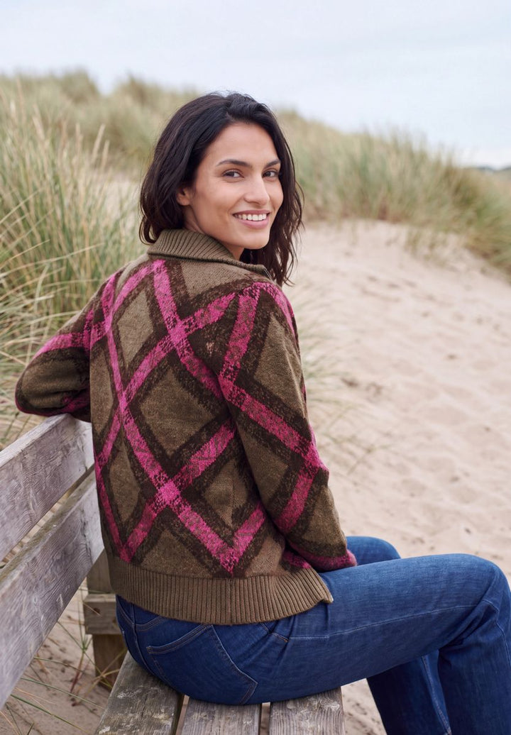 Federgarn Cardigan mit Troyerkragen