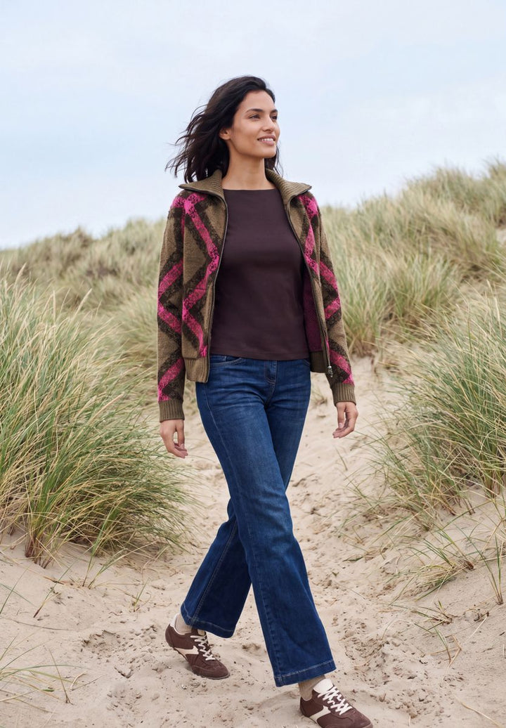 Federgarn Cardigan mit Troyerkragen