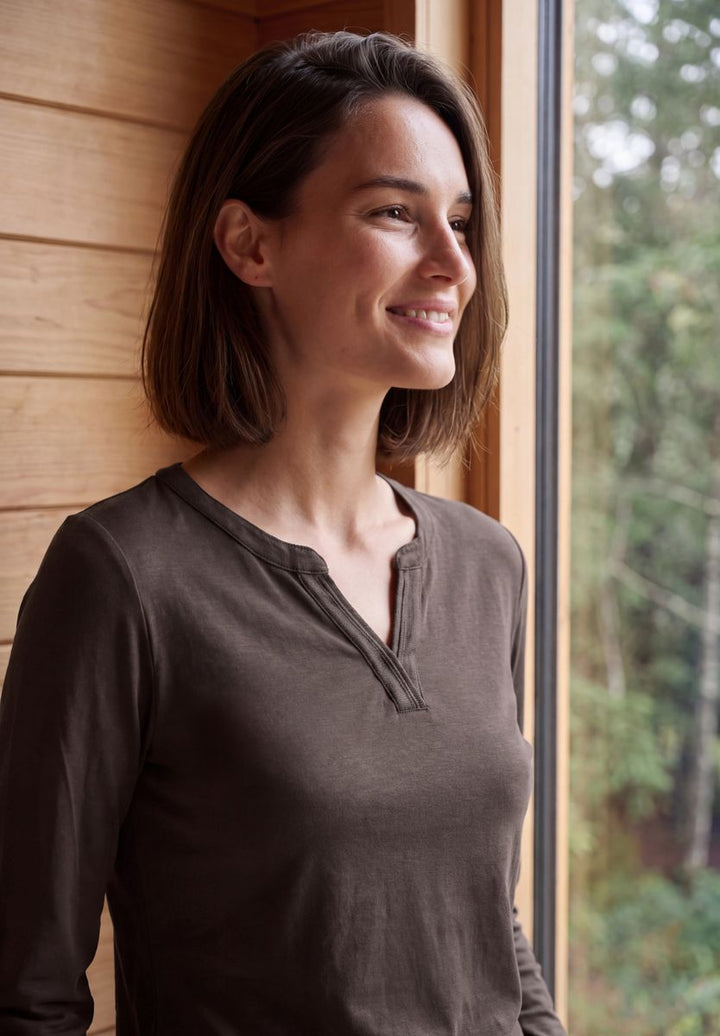 Shirt mit Split Neck im Tunika-Look