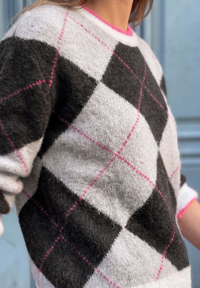 Pullover mit Rundhals und Argyle-Muster