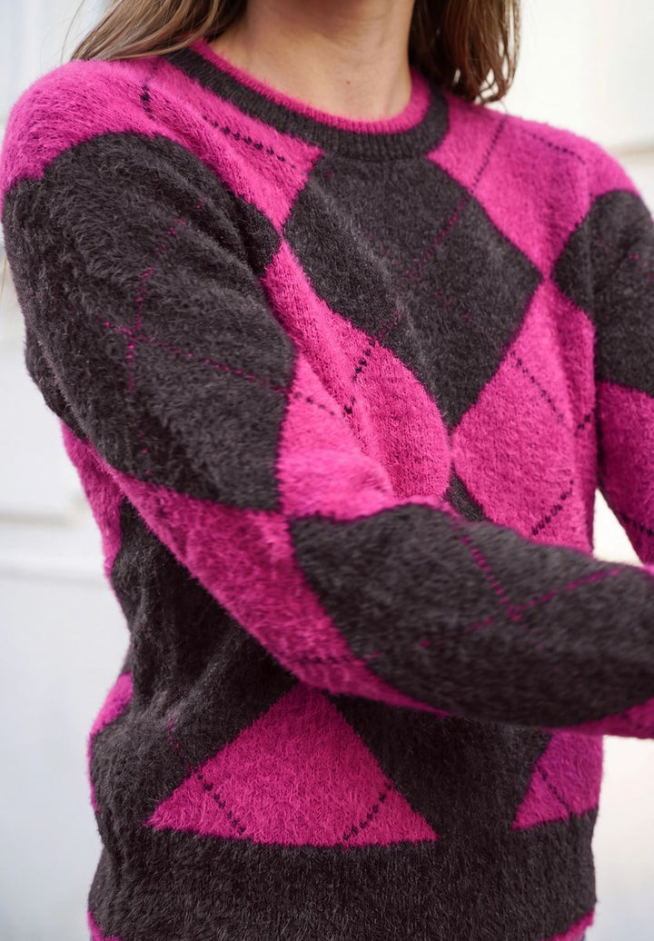 Pullover mit Rundhals und Argyle-Muster