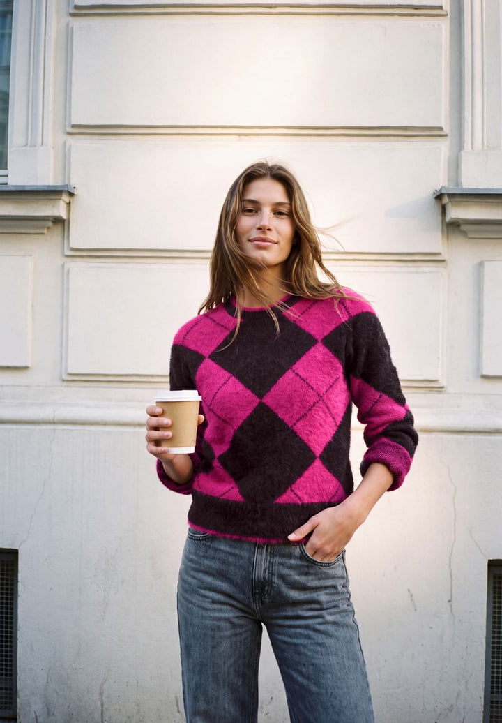 Pullover mit Rundhals und Argyle-Muster