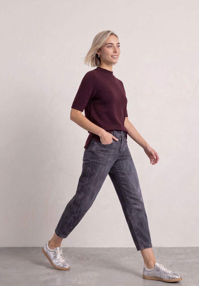 Kurzarm Pullover mit Turtle Neck