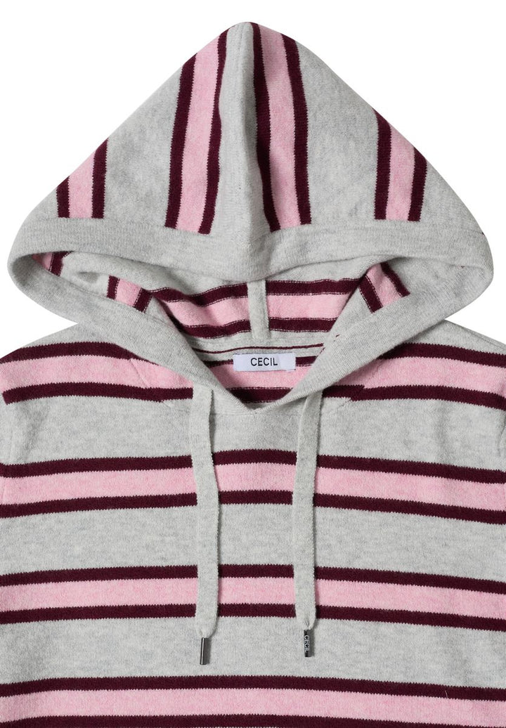 Langarm Pullover mit Kapuze und Streifen