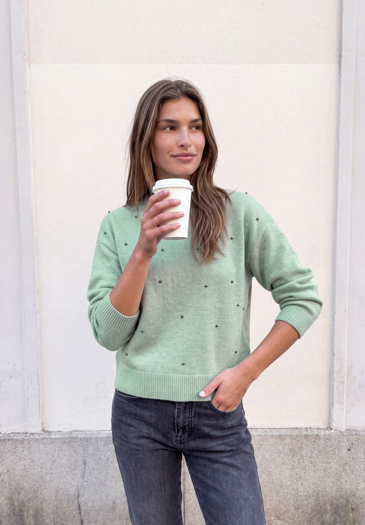 Pullover mit Rundhals und Perlendetails