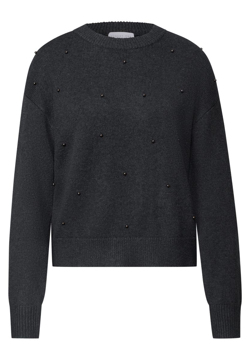 Pullover mit Rundhals und Perlendetails