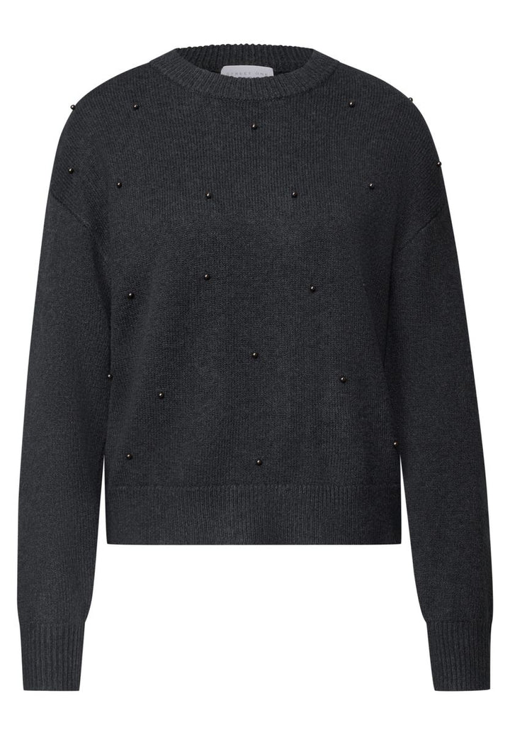 Pullover mit Rundhals und Perlendetails