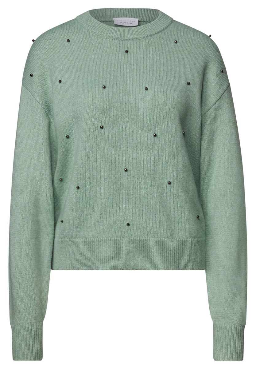 Pullover mit Rundhals und Perlendetails
