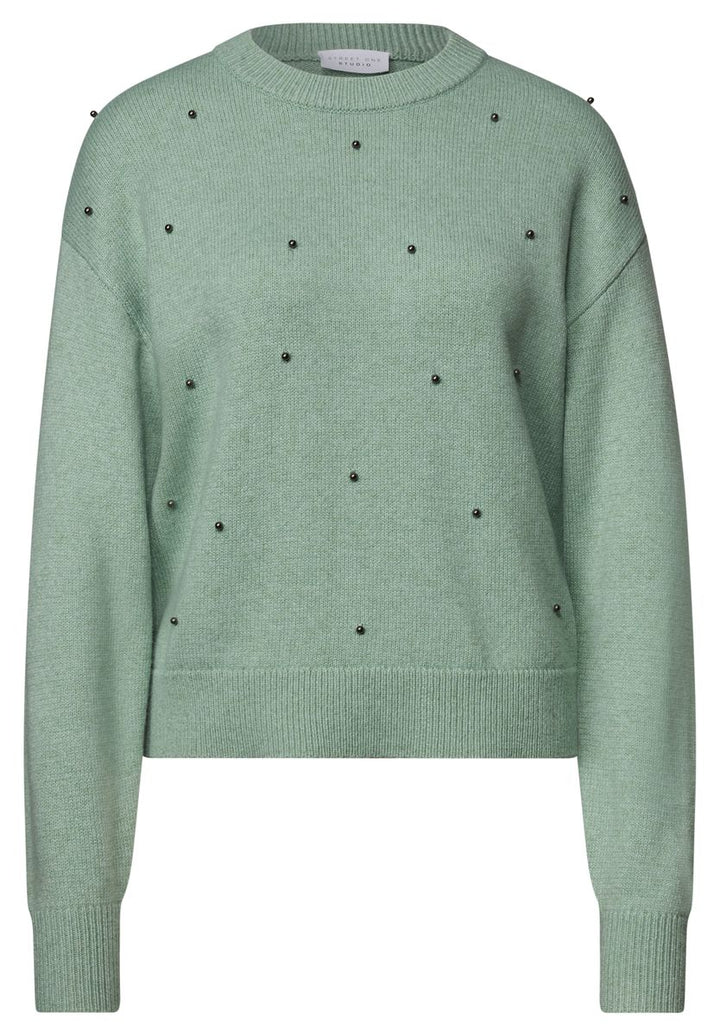 Pullover mit Rundhals und Perlendetails