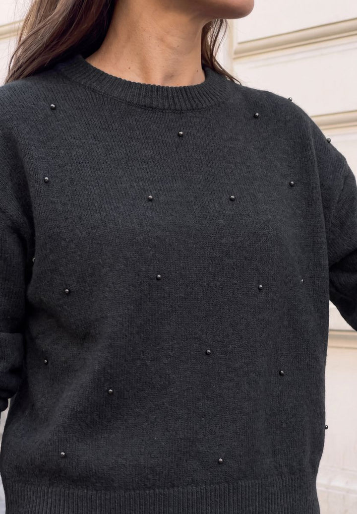 Pullover mit Rundhals und Perlendetails