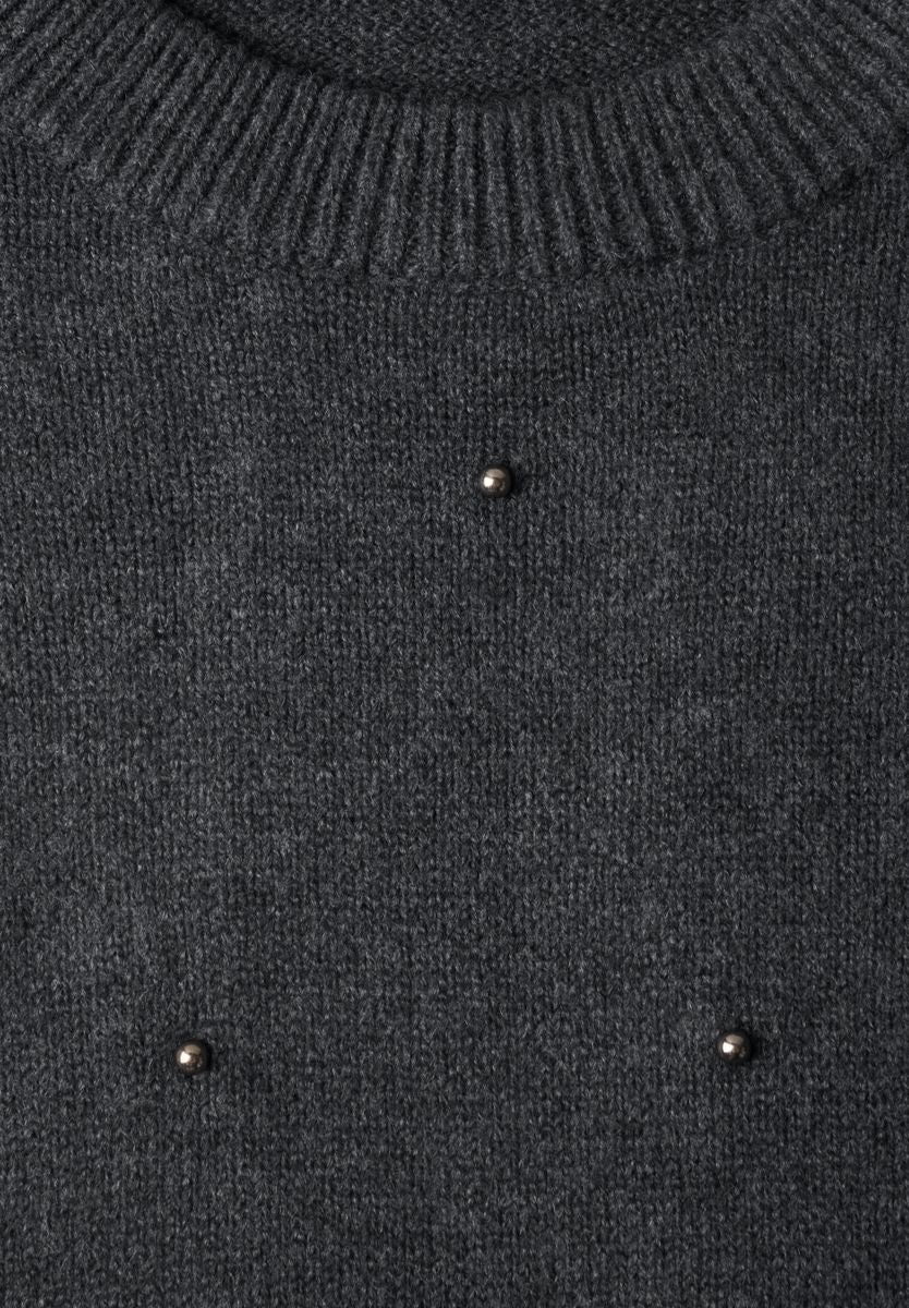 Pullover mit Rundhals und Perlendetails