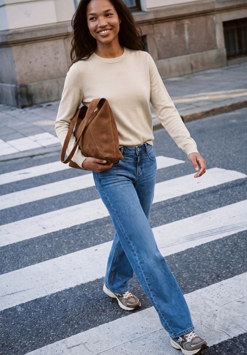 Pullover mit Rundhals in Unifarbe